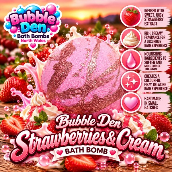 Strawberries & Cream Bath Bomb Poster STRAWBERRIES & CREAM BATH BOMB
