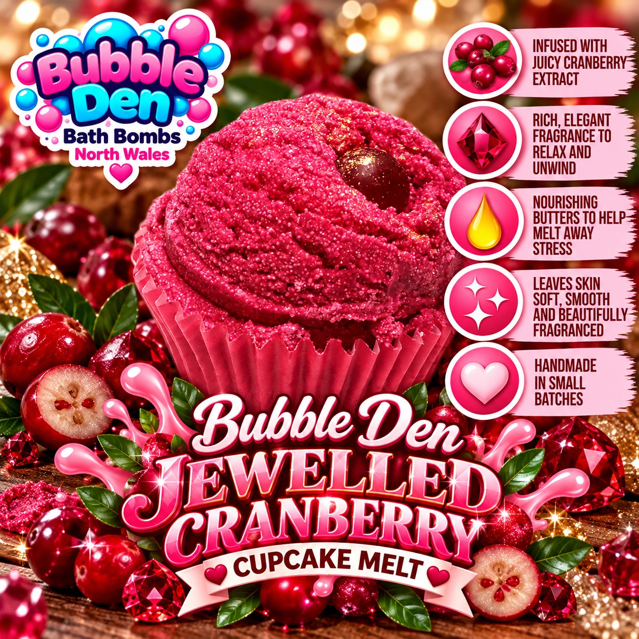 Festive Jewelled Cranberry Cupcake Melt JEWELLED CRANBERRY CUPCAKE MELT